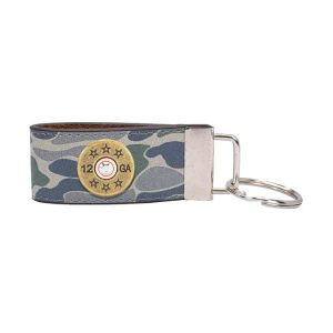 Green Old School Camo Leather Loop Key Fob - Shotshell Concho