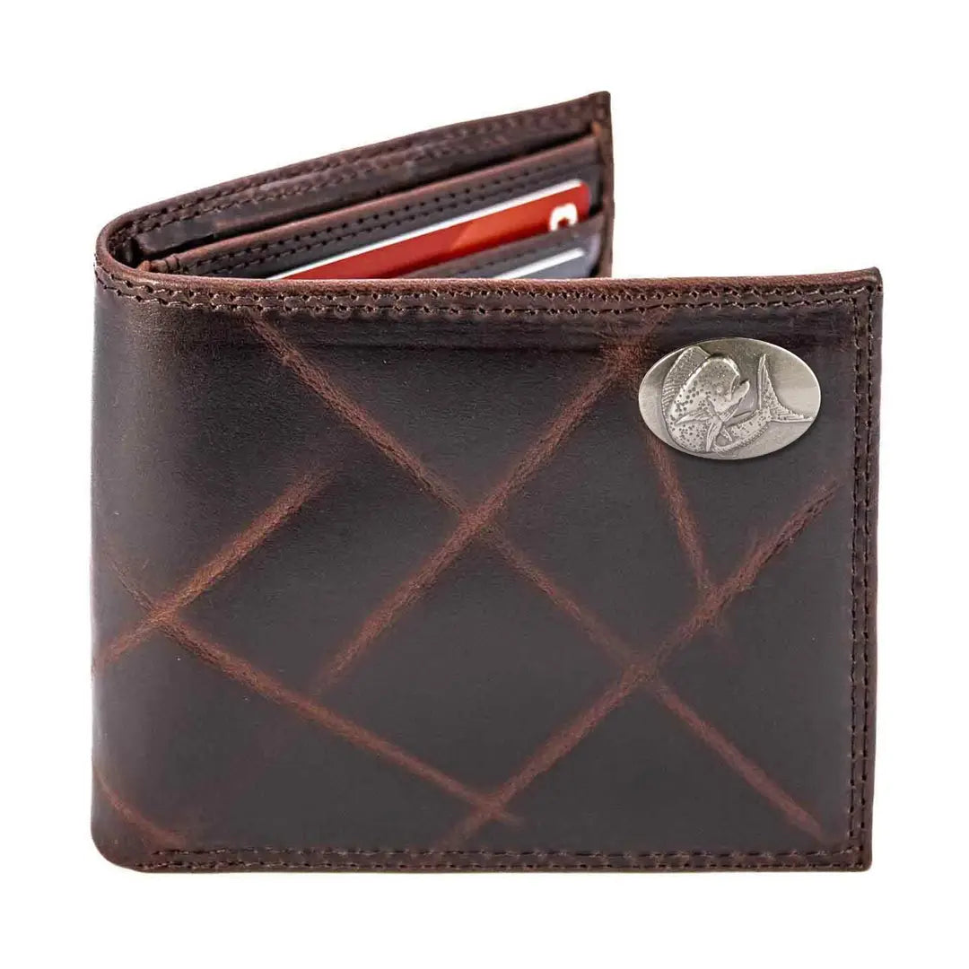 Wrinkle Leather Bifold Wallet - Dolphin Concho