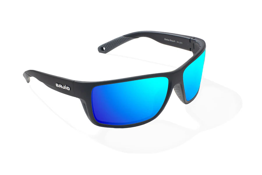Bales Beach Matte Black with Blue Mirror Glass Lenses