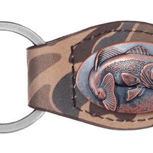 Brown Old School Camo Leather Key Fob - Bass Concho