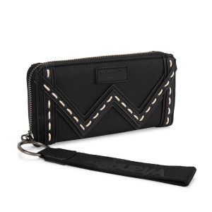 Wrangler Western Chevron Contrast Stitch RFID Wallet - Black
