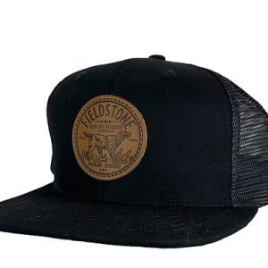 7 Panel Preserve Leather Patch Hat - Black