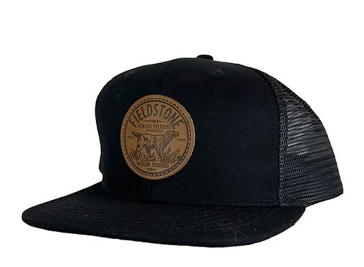7 Panel Preserve Leather Patch Hat - Black