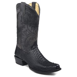 Black Python Narrow Square Toe Western Boot