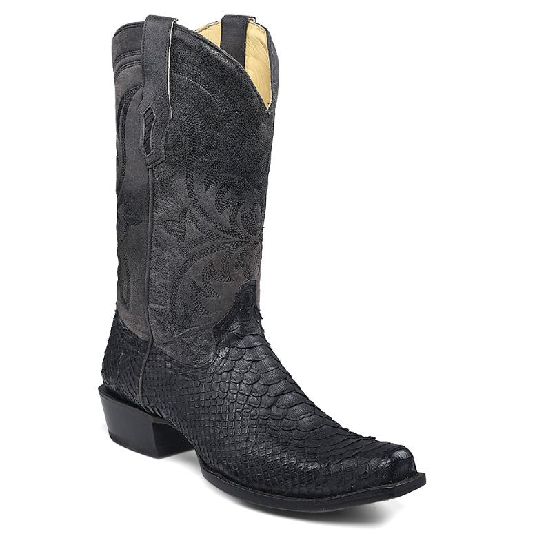 Black Python Narrow Square Toe Western Boot