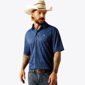 All Over Print Polo - Blue Depths