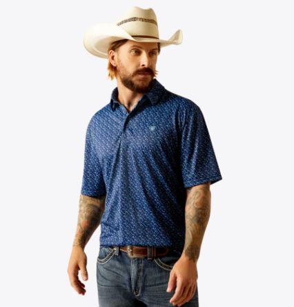 All Over Print Polo - Blue Depths