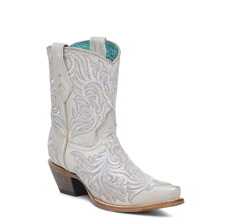 Ladies Bone Embroidery Ankle Boot