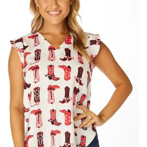The Georgia Boots Ruffle Tank