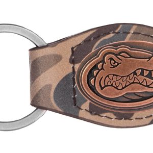 Brown Old School Camo Leather Key Fob - Florida Gators Concho