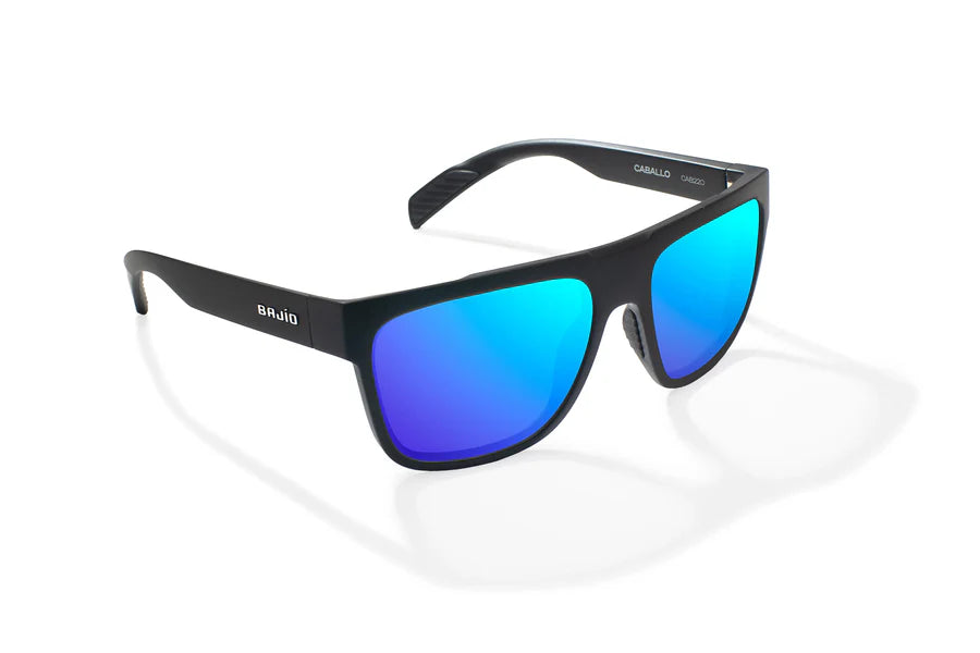 Caballo Matte Black with Blue Mirror Glass Lenses