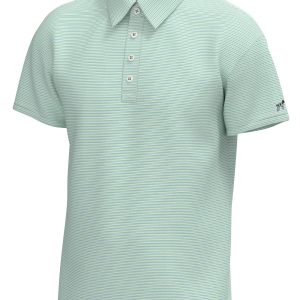 Charles 4-Button Pique Polo - Spring Green Stripe