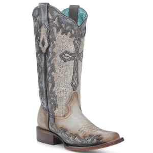 Bone Silver Jute and Cross Overlay Boot