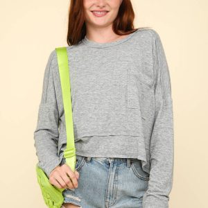 Oversized Casual Knit Top: Grey