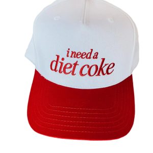 I Need a Diet Coke Embroidered Trucker Hat - Red and White