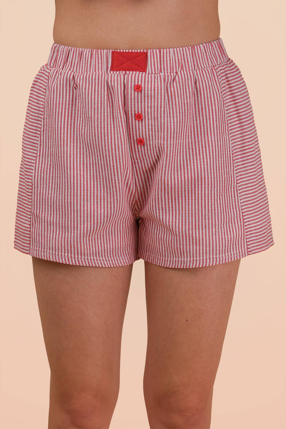Striped & Checker Boxer Shorts: Red Stripe