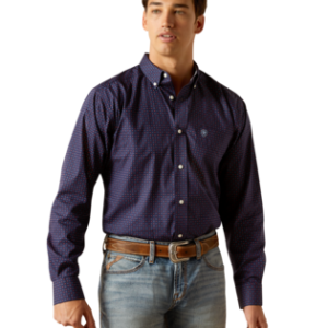 Men's Wrinkle Free Wells Fitted LS Shirt - Peacoat