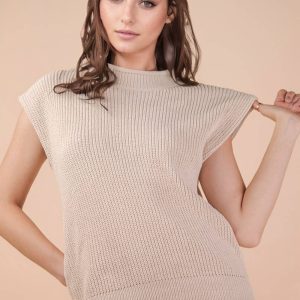 Oversized Soft Knit Sweater Vest - Ecru