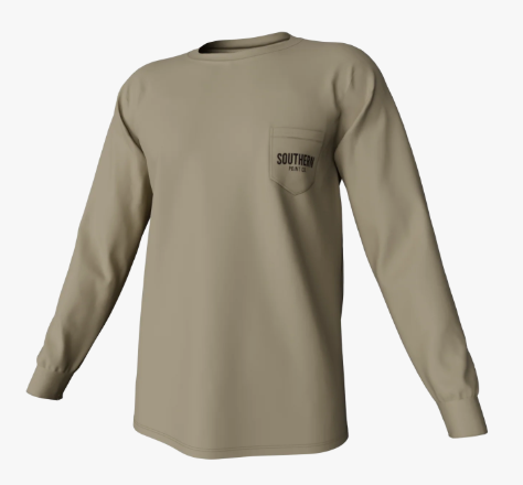 Youth Greyton Badge LS Pocket Tee- Sandstone - Image 2