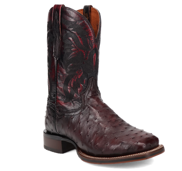 ALAMOSA FULL QUILL OSTRICH BOOT - BLACK CHERRY