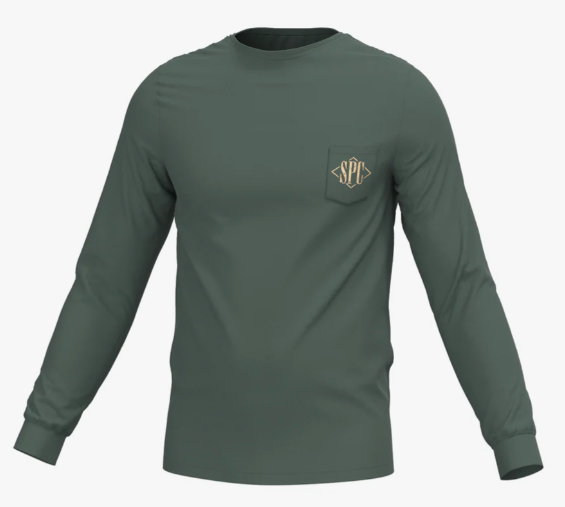 Youth Diamond Quail LS Pocket Tee- Duck Green - Image 2