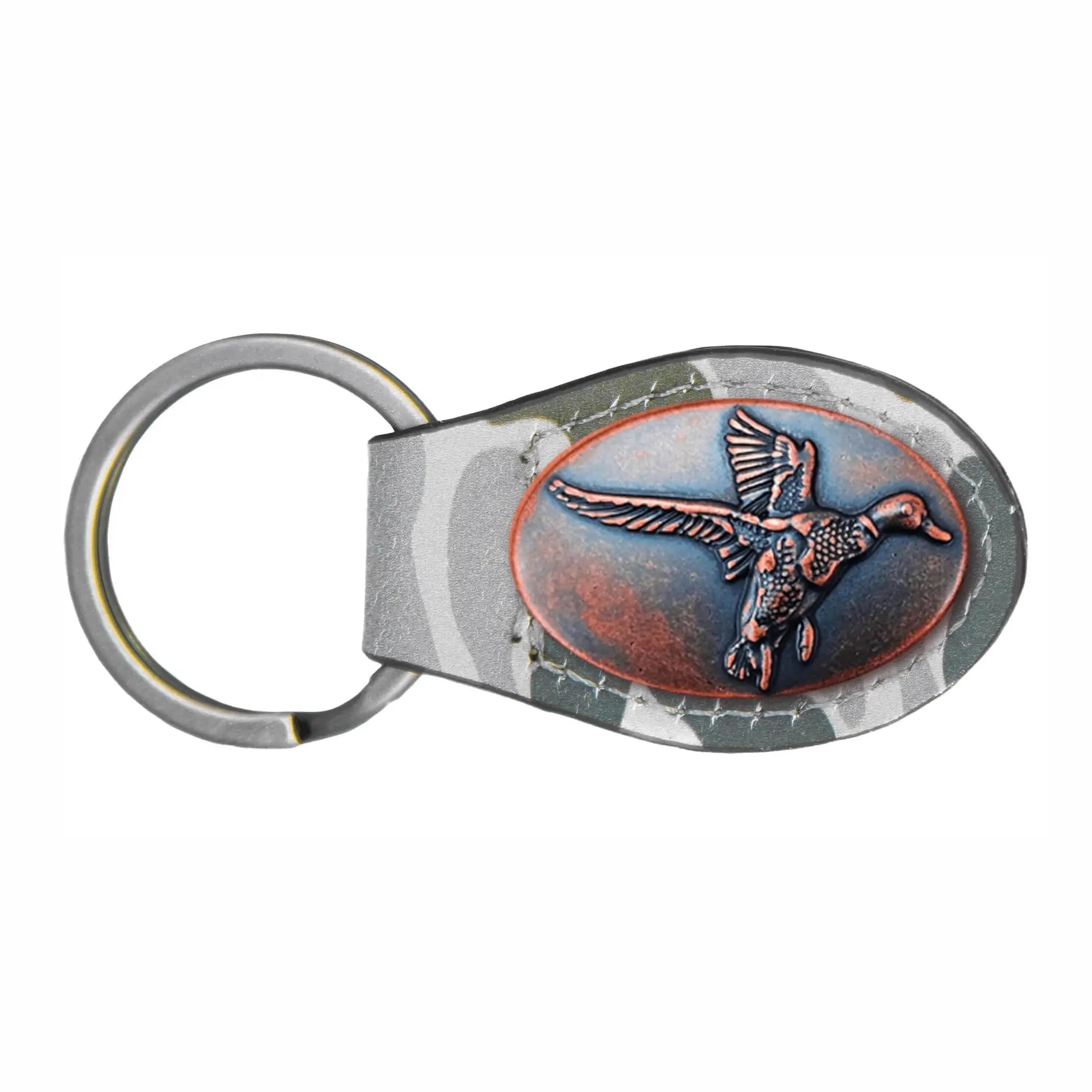 Green Old School Camo Leather Key Fob - Mallard Concho