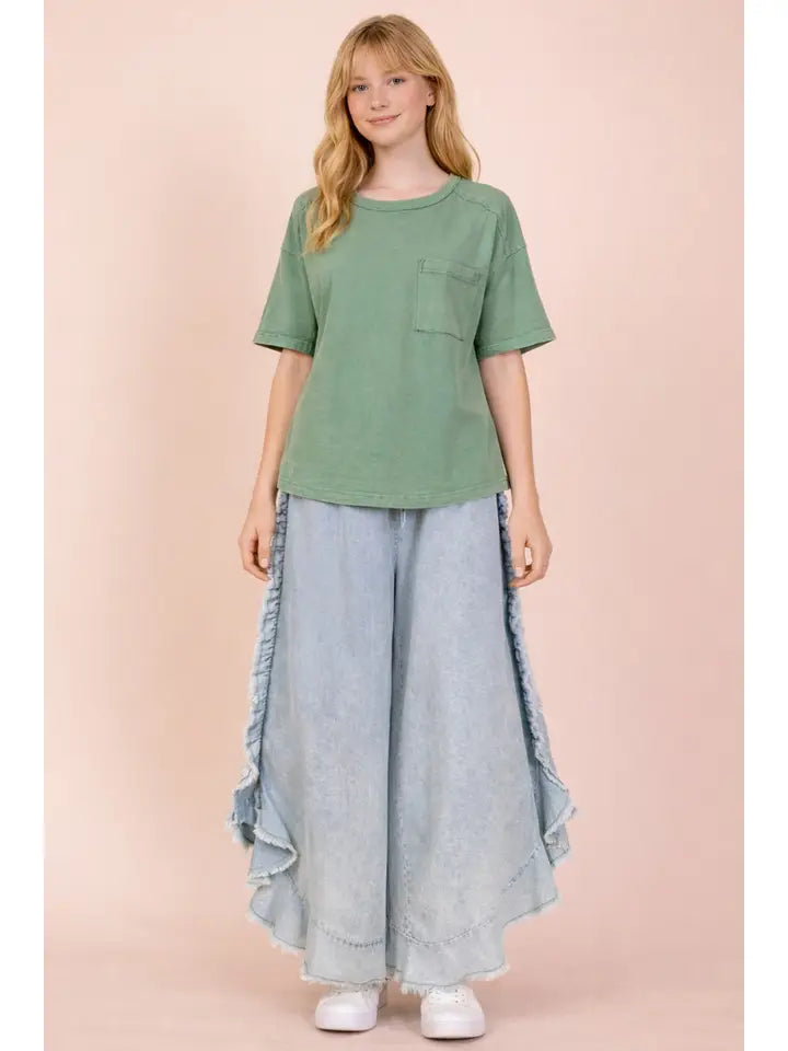 Mineral Washed Pocket Tee - Sage