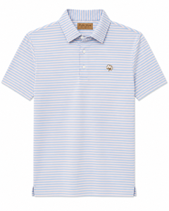 Cotton Performance Polo - Cornflower, Pink & White