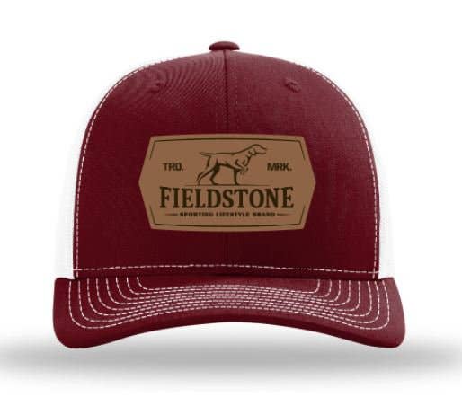 Leather Dog Patch Hat (093): Cardinal/White