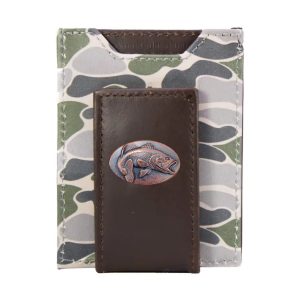 Green Old School Camo Front Pocket Wallet - Bass Concho