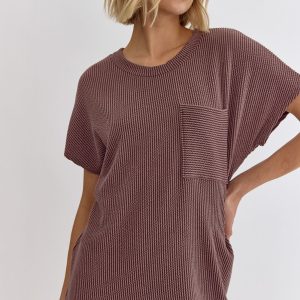 Ribbed Mini Dress - Peppercorn