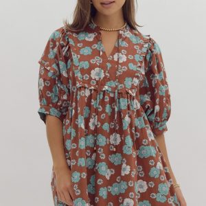 Brown Floral Dress