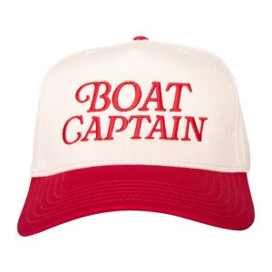 Boat Captain Two-Toned Retro Hat: Red and Tan