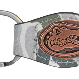 Green Old School Camo Leather Key Fob - Florida Gators Concho