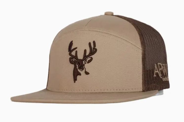 7 Panel Khaki / Coffee 3D Puff Buck Logo