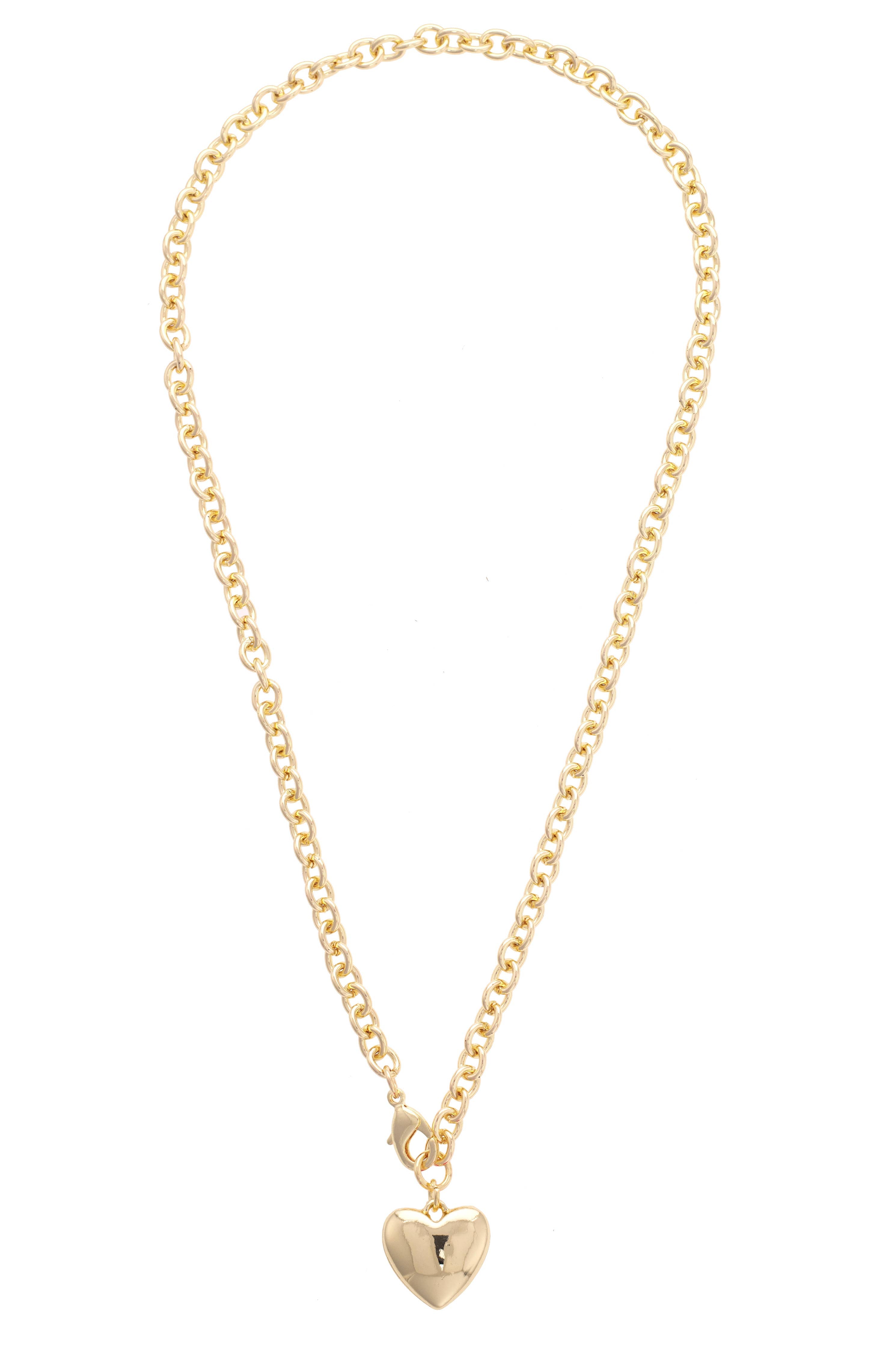 Hererra Mini Puffy Heart Necklace in Shiny Gold