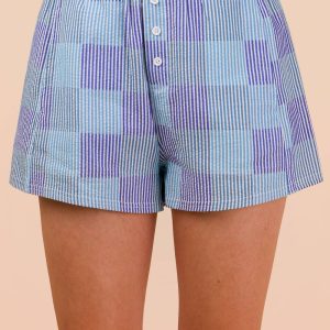 Striped & Checker Boxer Shorts - Blue Mix