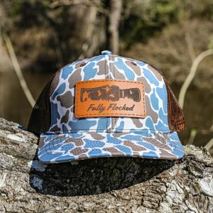 Duck Call Leather Patch Hat - Blue Camo/Brown
