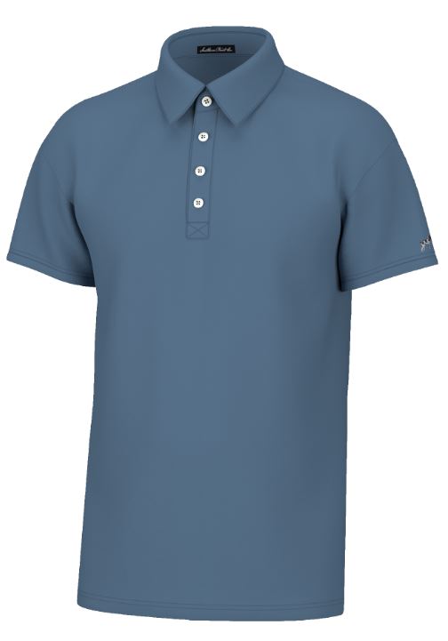 Charles 4-Button Pique Polo- Captain Blue