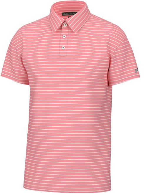 Horizon Stripe Performance Polo - Flamingo/White