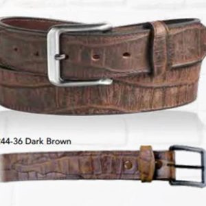 Port Leon - 1.5” Dark Brown Embossed Gator Skin Scalloped Overlay