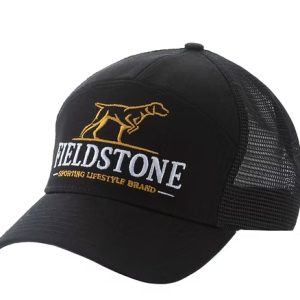 Fieldstone 7 Panel Black Logo Hat