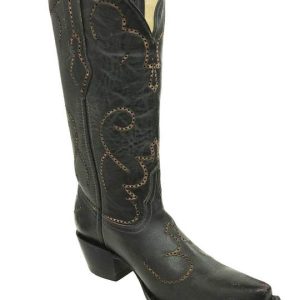 Corral Black Laser & Tumbling Snip Toe Boots