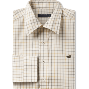 Chateau Windowpane Dress Shirt- Oatmeal & Stone Brown