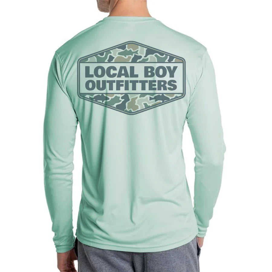 Fish Camo Diamond Crest Graphic Performance Shirt - Seagrass