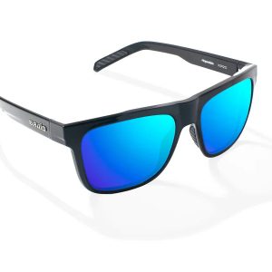 Hopedale Gloss Black with Blue Mirror Glass Lenses
