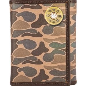 Shotshell Men's Trifold Old School Camo Leather Wallet