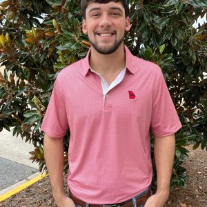 GA State Outline Performance Polo - Red/Grey
