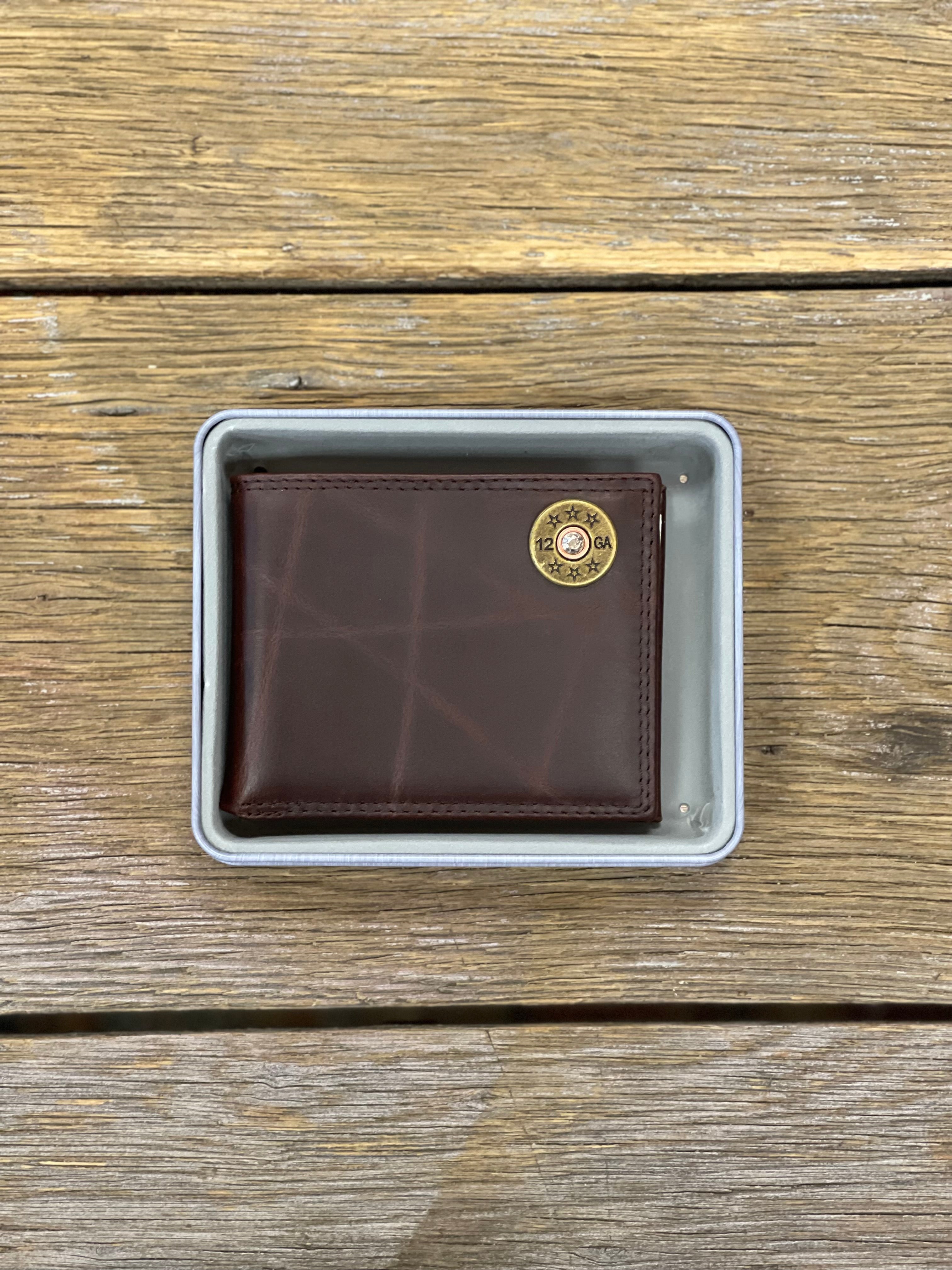 Wrinkle Leather Bifold Wallet - Shotshell Concho
