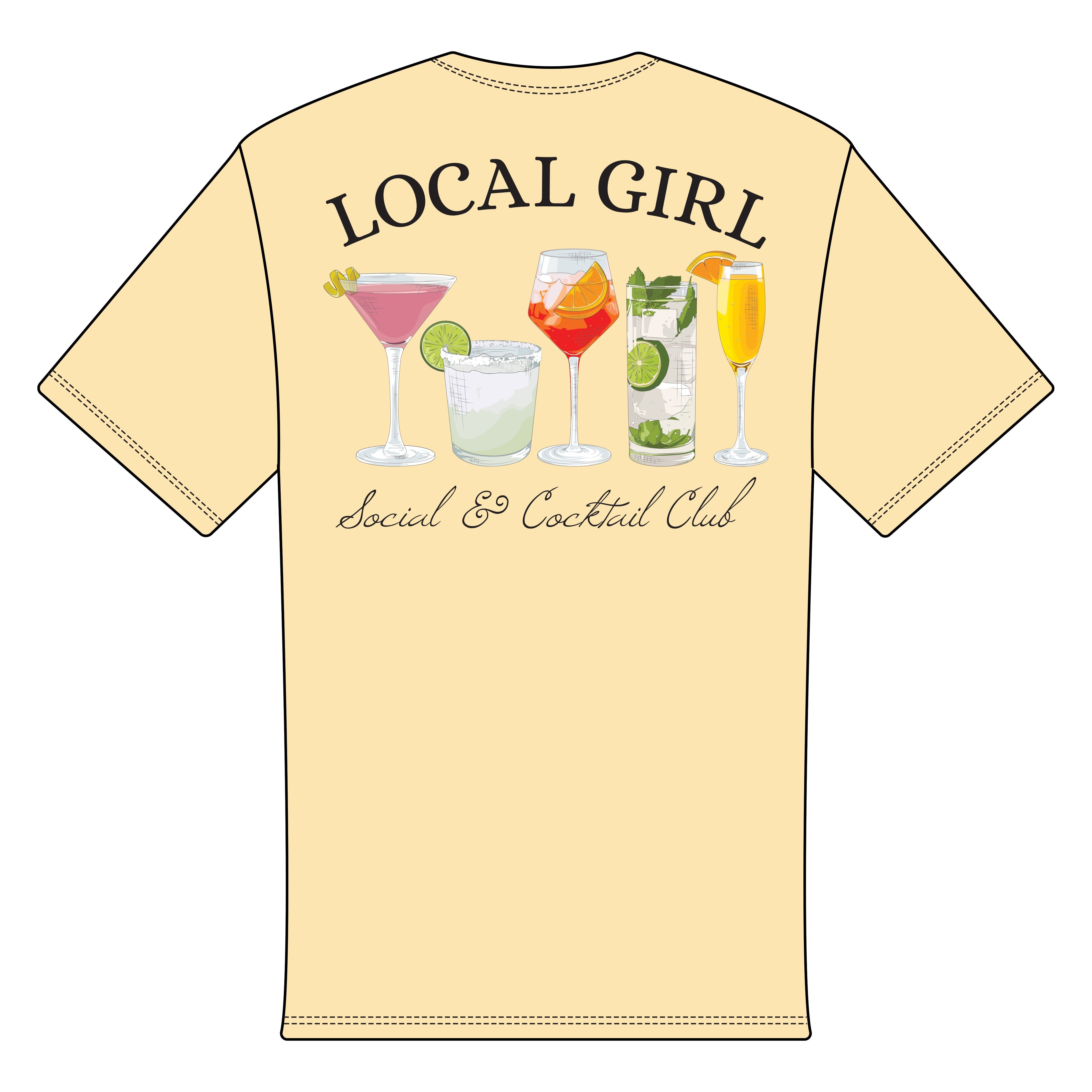 Local Girl Social & Cocktail Club Short Sleeve Tee- Banana